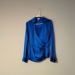 Teal/blue silk blouse